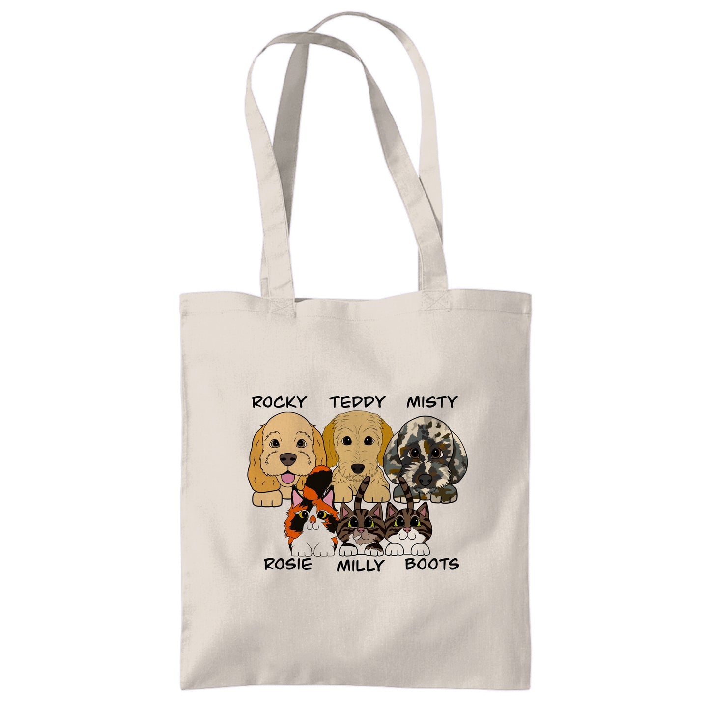 Personalised pet portrait tote bags | Eco friendly Canvas custom dog cat shopping Bag