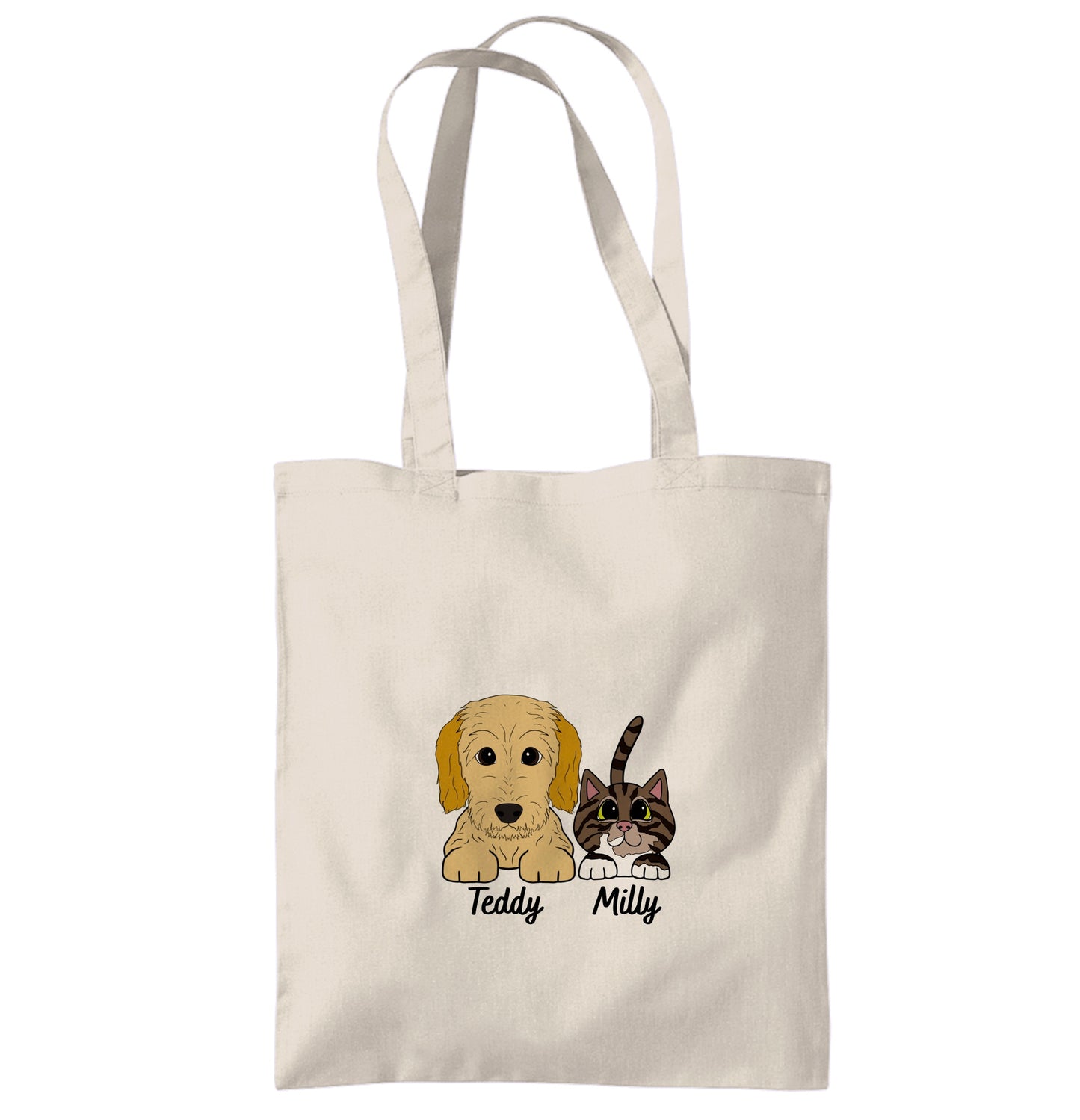 Personalised pet portrait tote bags | Eco friendly Canvas custom dog cat shopping Bag