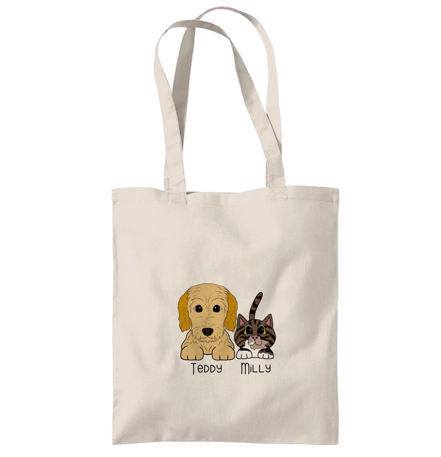 Personalised pet portrait tote bags | Eco friendly Canvas custom dog cat shopping Bag