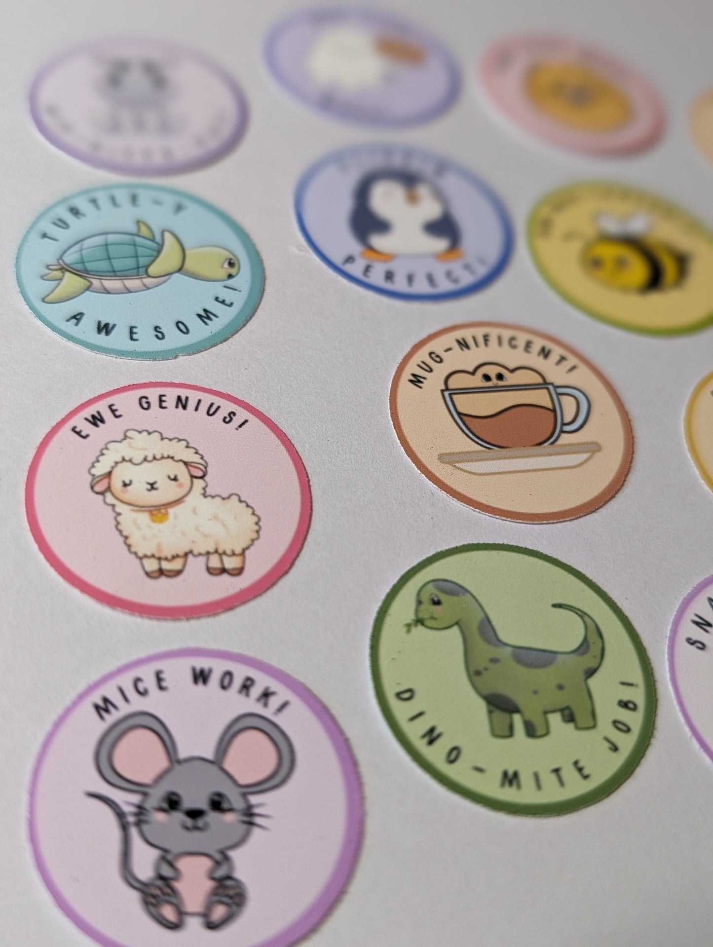 Cute premium quality reward stickers with animal puns | teacher classroom stationary | Funny well done gold star stickers | Eco-friendly vinyl