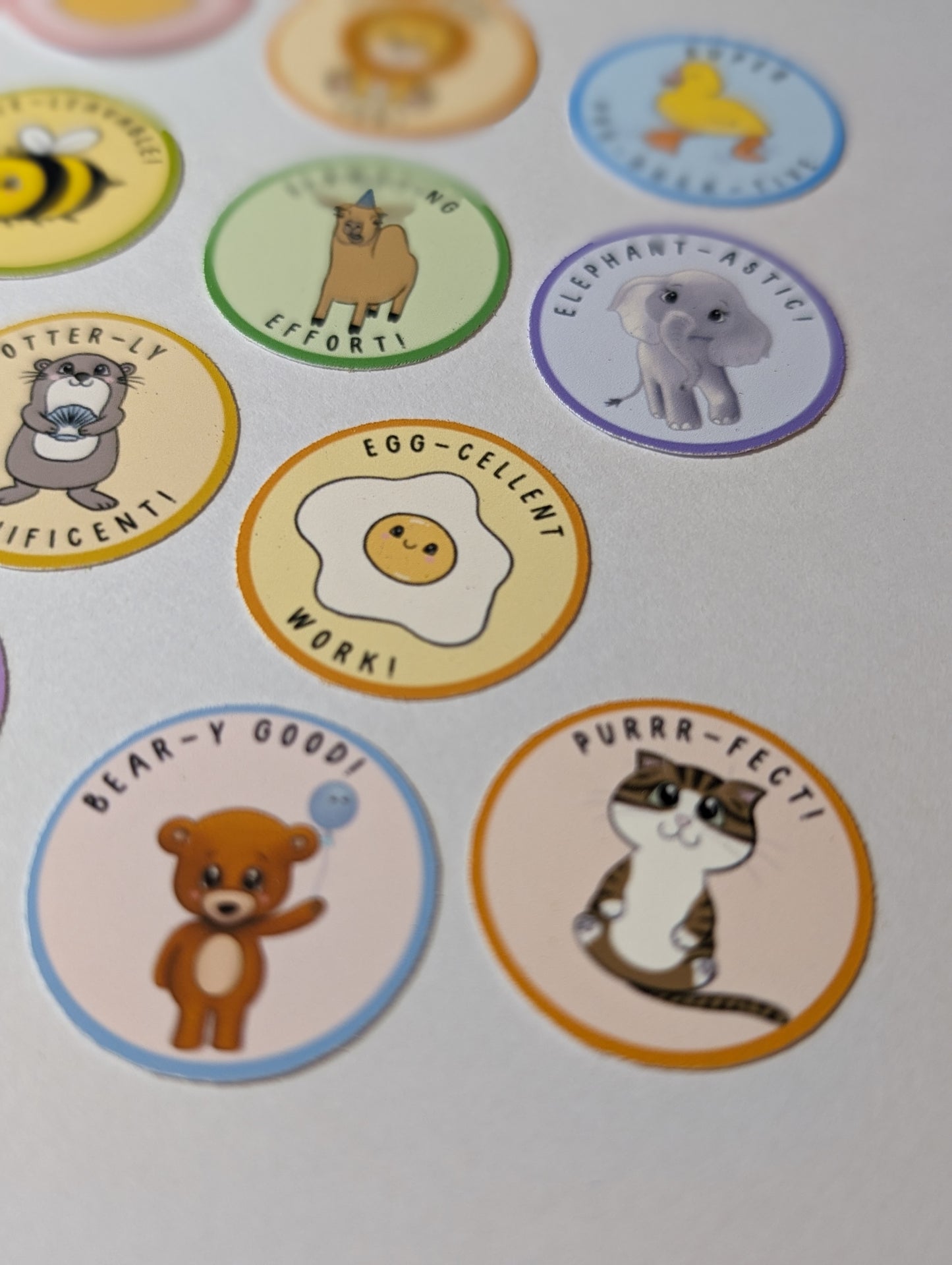 Cute premium quality reward stickers with animal puns | teacher classroom stationary | Funny well done gold star stickers | Eco-friendly vinyl