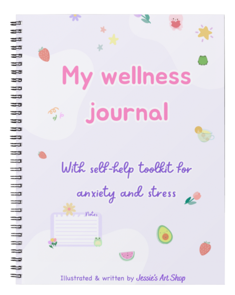 Illustrated Self-Help & Wellness Journal | Anxiety & Stress Management Tools - Jessie's Art Shop