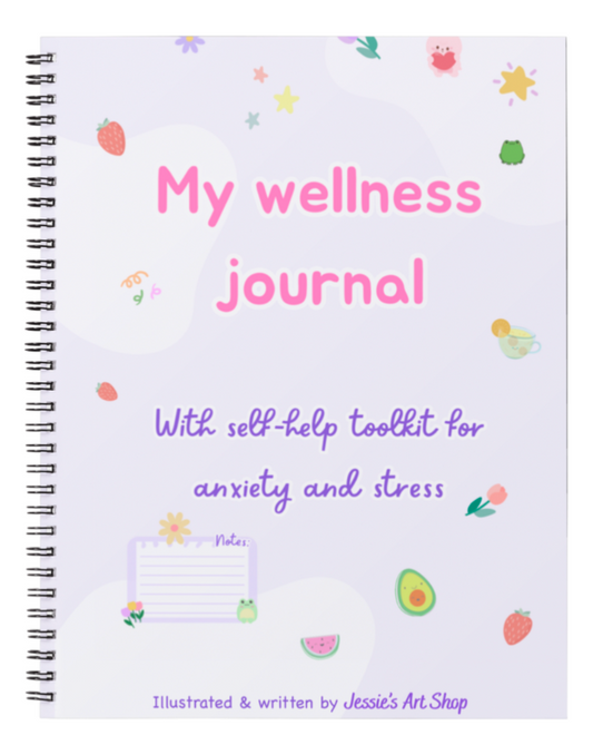 Beautifully illustrated wellness journal featuring anxiety management tools and gratitude prompts