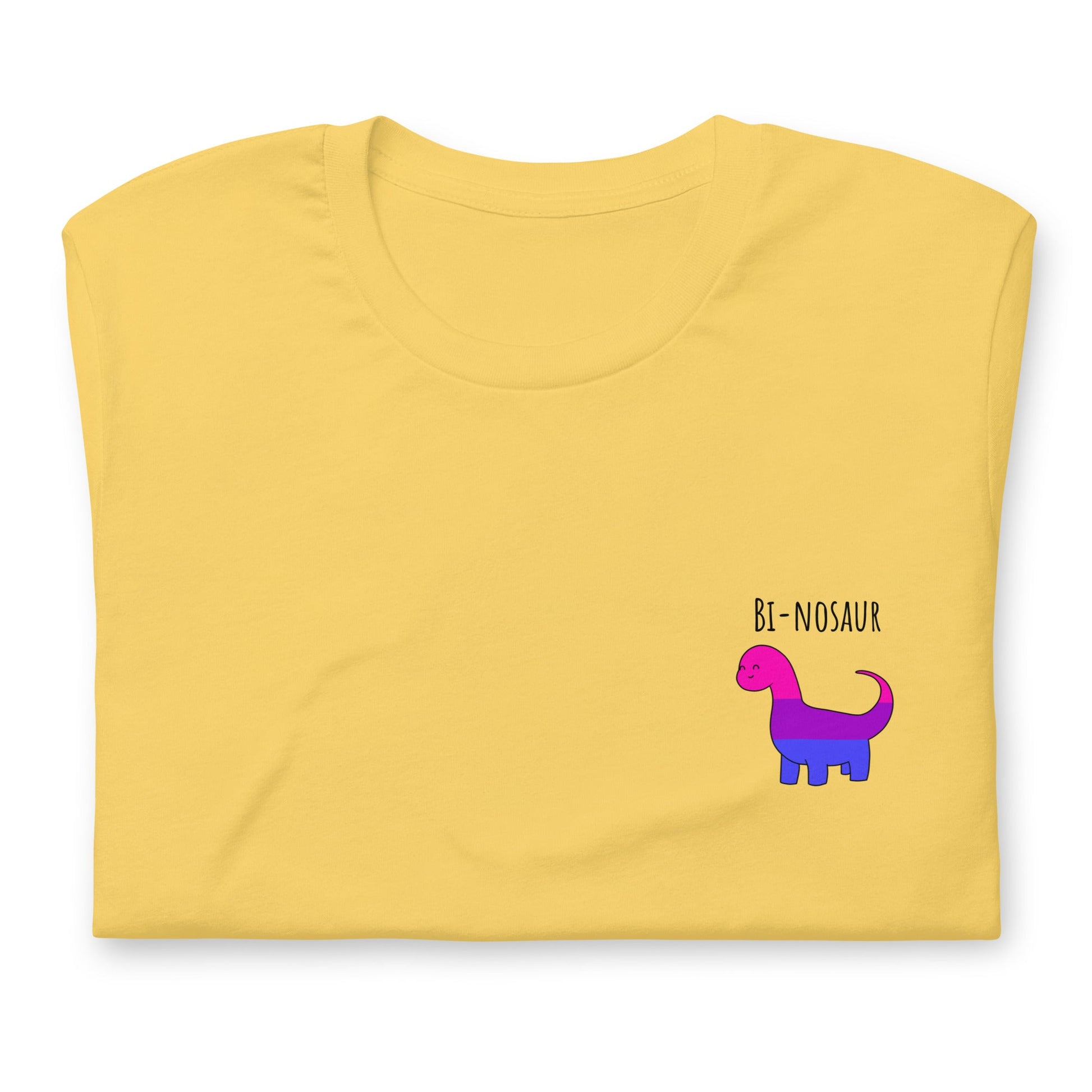 Bi-nosaur Pride T-Shirt | Bisexual Flag Dinosaur | Eco-Friendly Premium Tee - Jessie's Art Shop