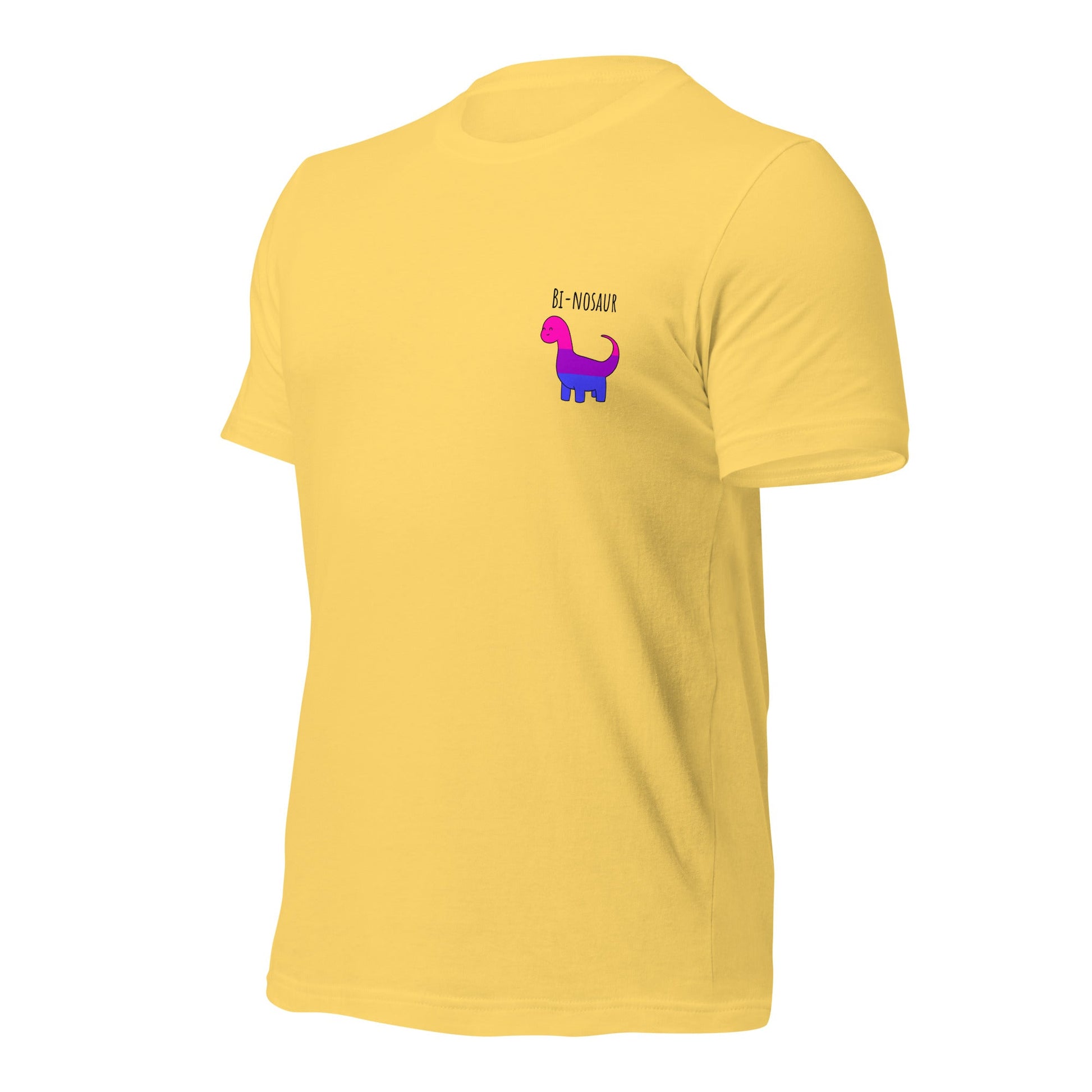 Bi-nosaur Pride T-Shirt | Bisexual Flag Dinosaur | Eco-Friendly Premium Tee - Jessie's Art Shop