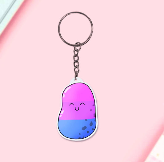 Bi Pride Potato Keychain | Cute Bisexual Flag Colors | Handmade LGBTQ+ Accessory - Jessie's Art Shop