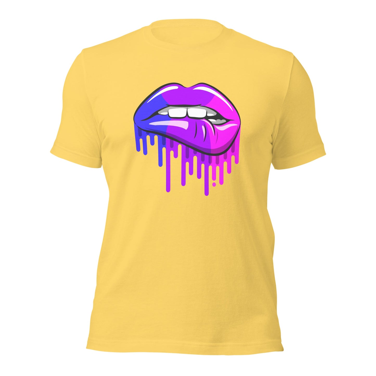 Bisexual Pride Lip Bite T-Shirt | Premium Bi Flag Colours | Eco-Friendly - Jessie's Art Shop