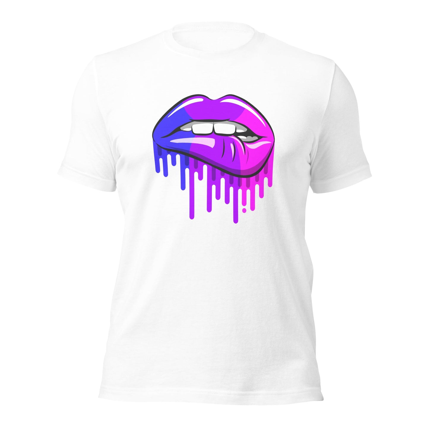 Bisexual Pride Lip Bite T-Shirt | Premium Bi Flag Colours | Eco-Friendly - Jessie's Art Shop