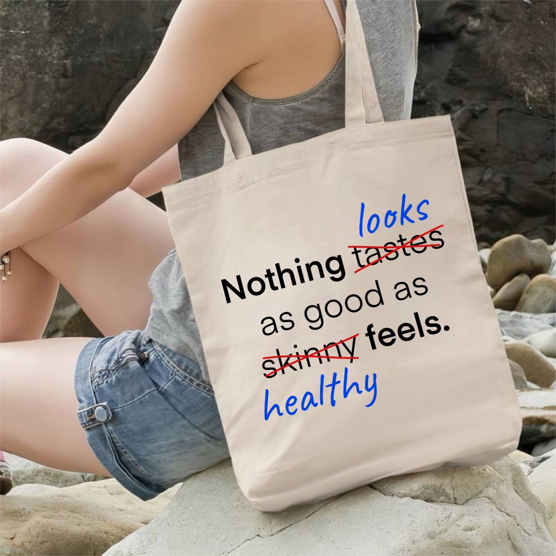 Body Positive Canvas Tote | Wellness Message | Eco-Friendly Shopping Bag - Jessie's Art Shop