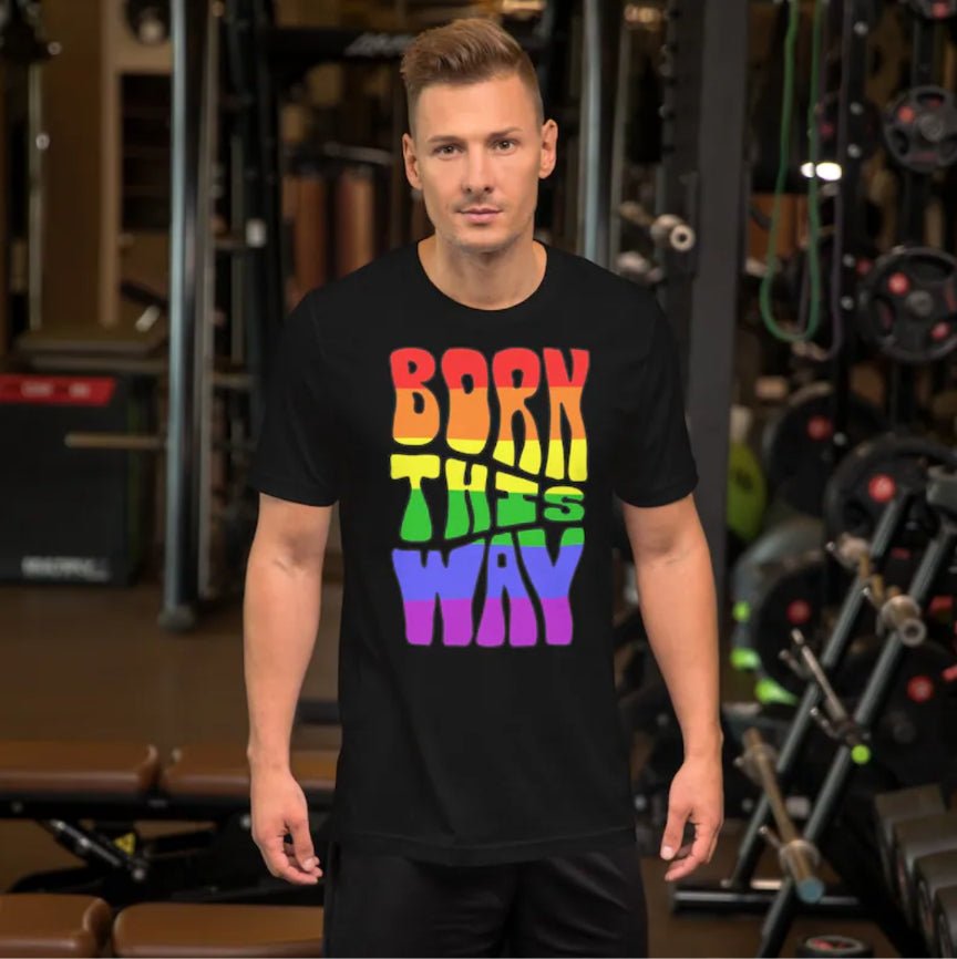 Born This Way Pride T-Shirt | Rainbow Flag Colours | Premium Eco Tee - Jessie's Art Shop