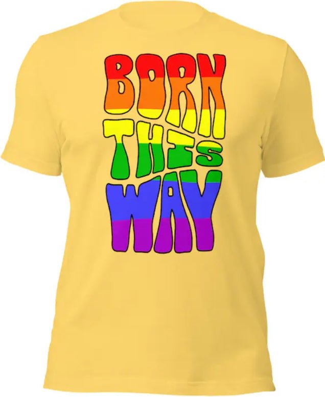 Born This Way Pride T-Shirt | Rainbow Flag Colours | Premium Eco Tee - Jessie's Art Shop