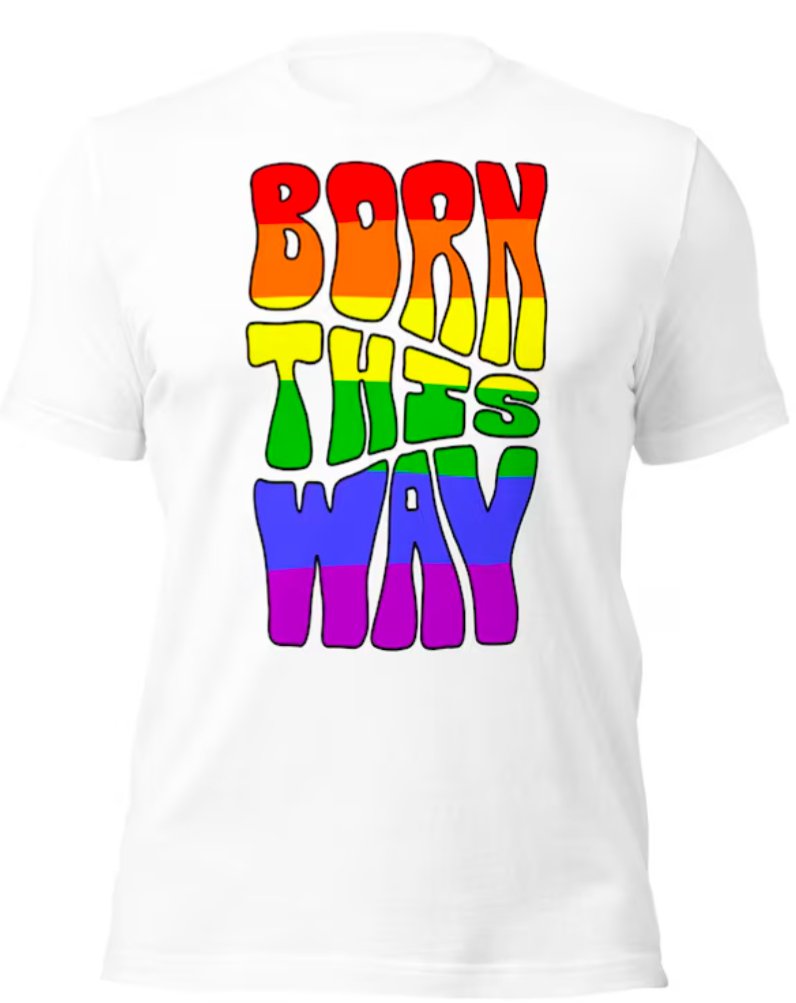 Born This Way Pride T-Shirt | Rainbow Flag Colours | Premium Eco Tee - Jessie's Art Shop