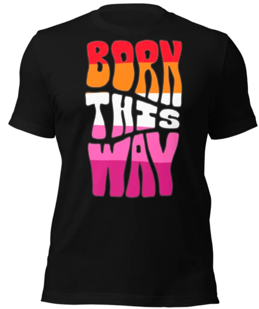 Born This Way Lesbian Pride T-Shirt | Sapphic Flag Colours | Premium Eco Tee - Jessie's Art Shop