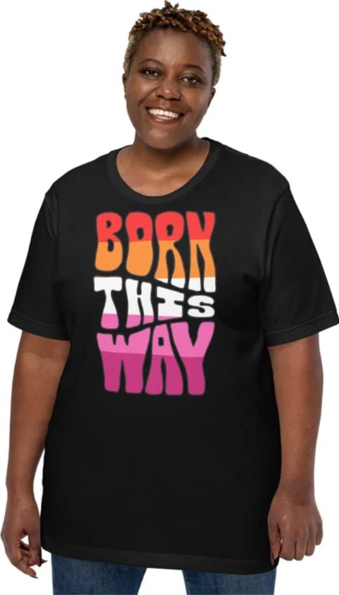 Born This Way Lesbian Pride T-Shirt | Sapphic Flag Colours | Premium Eco Tee - Jessie's Art Shop