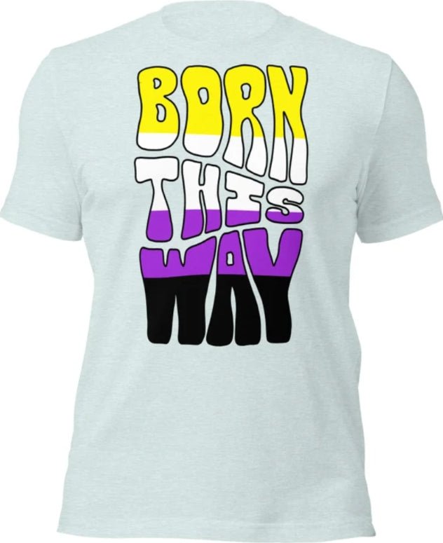 Born This Way Non-Binary Pride T-Shirt | Enby Flag Colours | Premium Eco Tee - Jessie's Art Shop