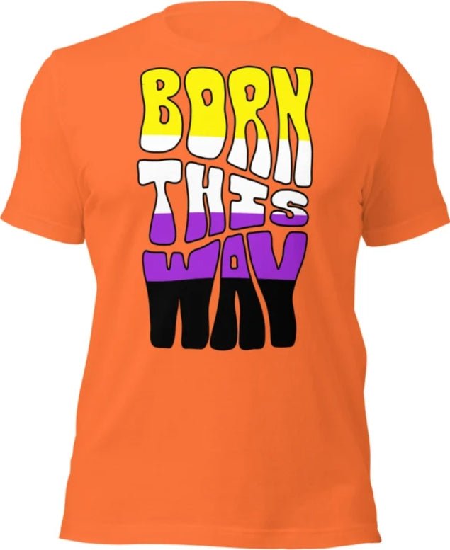 Born This Way Non-Binary Pride T-Shirt | Enby Flag Colours | Premium Eco Tee - Jessie's Art Shop