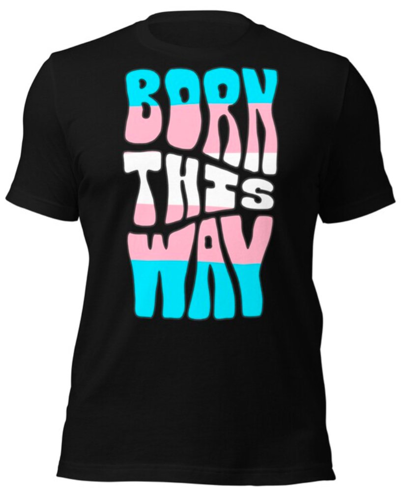 Born This Way Trans Pride T-Shirt | Trans Flag Colours | Premium Eco Tee - Jessie's Art Shop