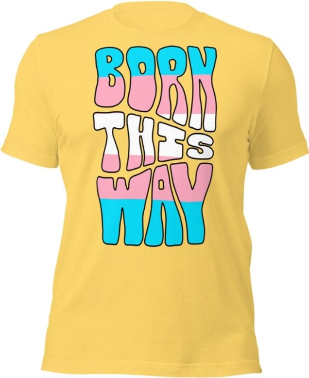 Born This Way Trans Pride T-Shirt | Trans Flag Colours | Premium Eco Tee - Jessie's Art Shop