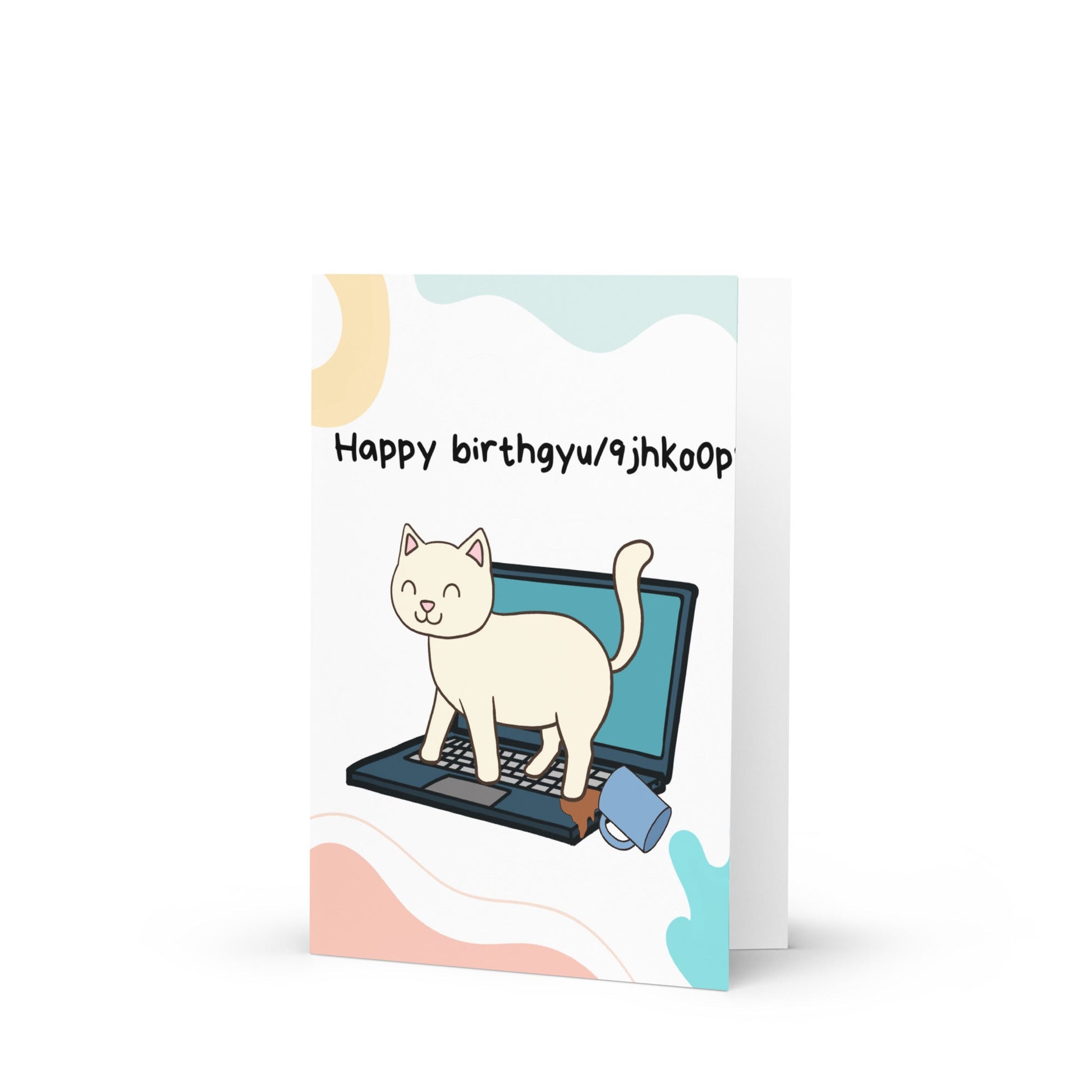 Cat on Keyboard Birthday Card | Funny Pet Tech Humour | Personalised A5 - Jessie's Art Shop