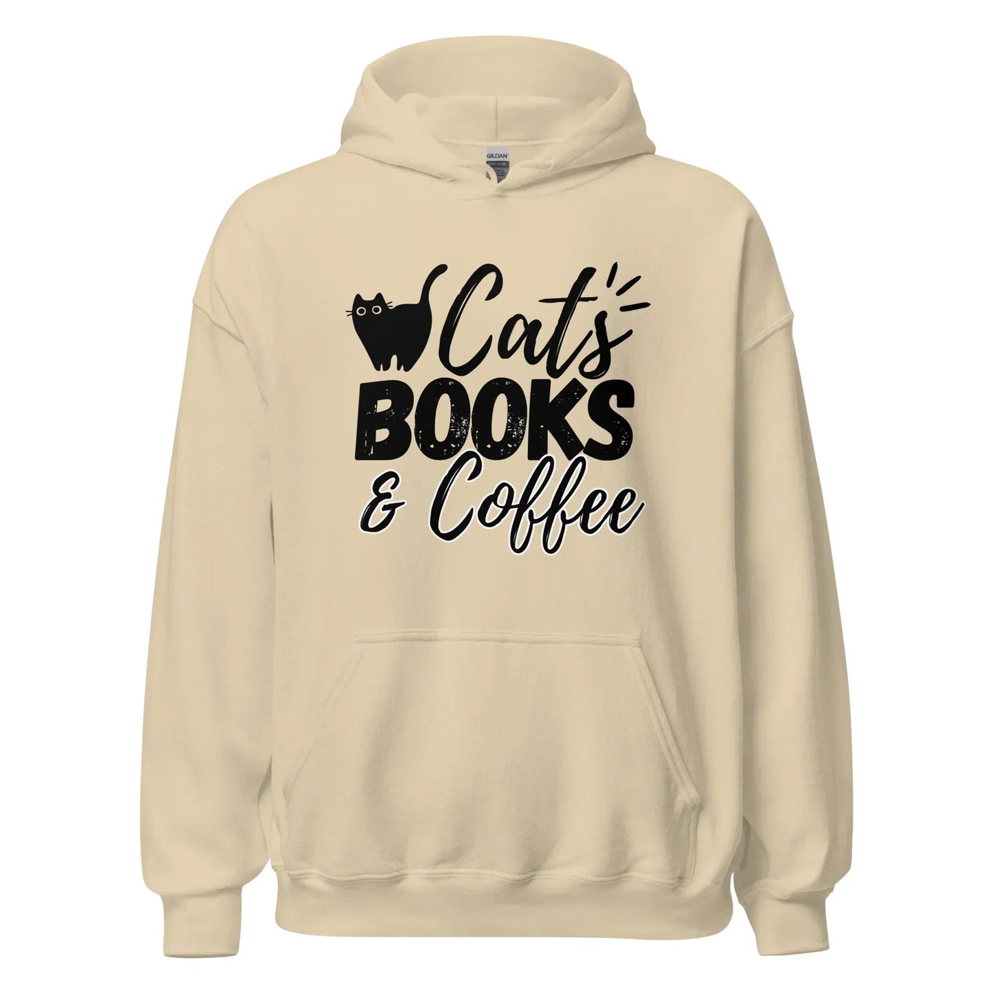 Cats books and coffee Hoodie | Eco friendly sustainable clothing - Jessie's Art Shop