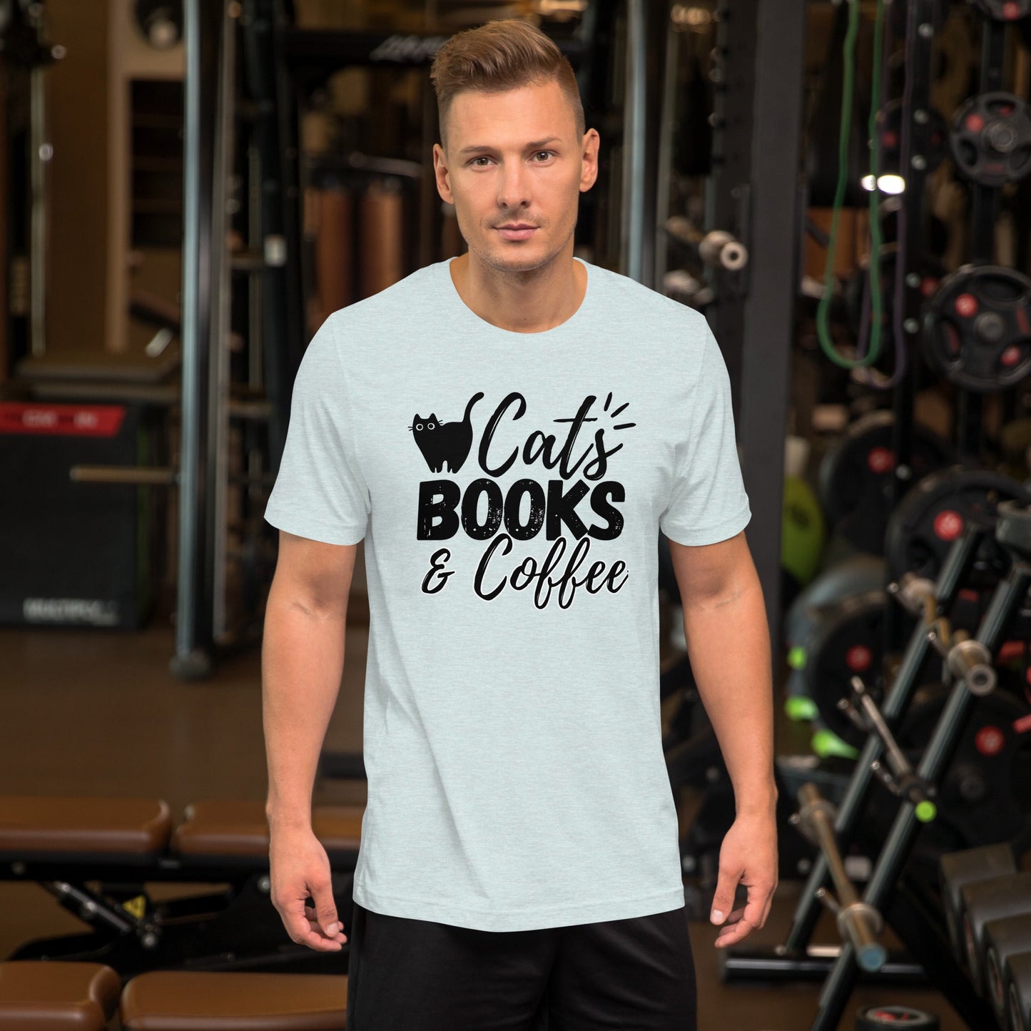 Cats books and coffee T-shirt | funny tee for cat coffee and book lovers