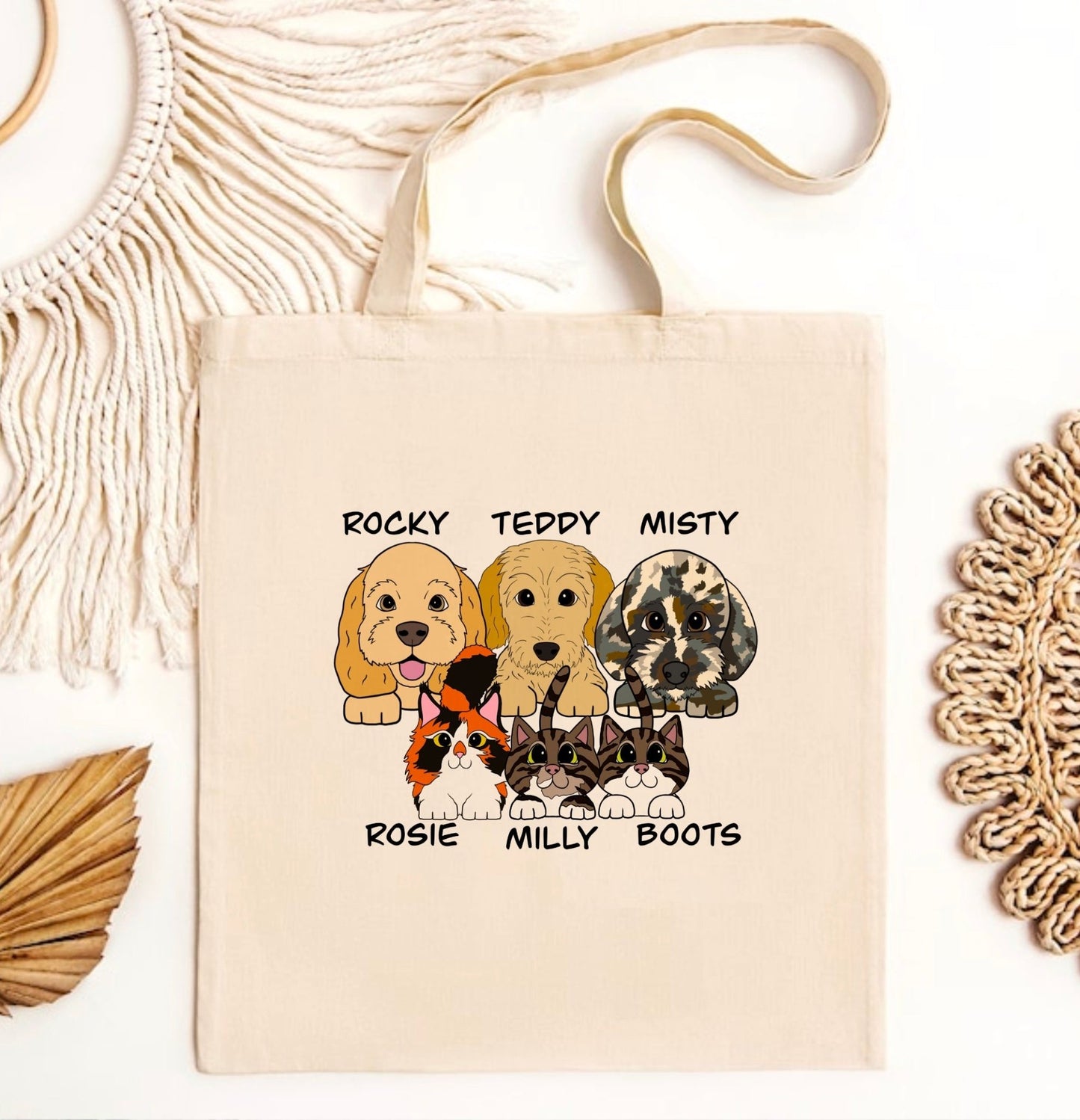 Custom Pet Portrait Tote Bag | Double-Sided Design | Eco-Friendly Canvas - Jessie's Art Shop