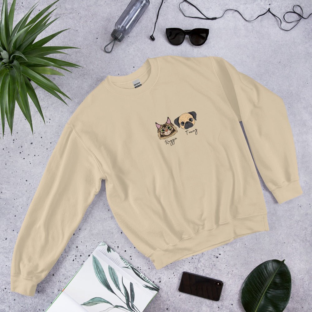 Custom Pet Portrait Sweatshirt | 40+ Dog & Cat Breeds | Eco-Friendly - Jessie's Art Shop