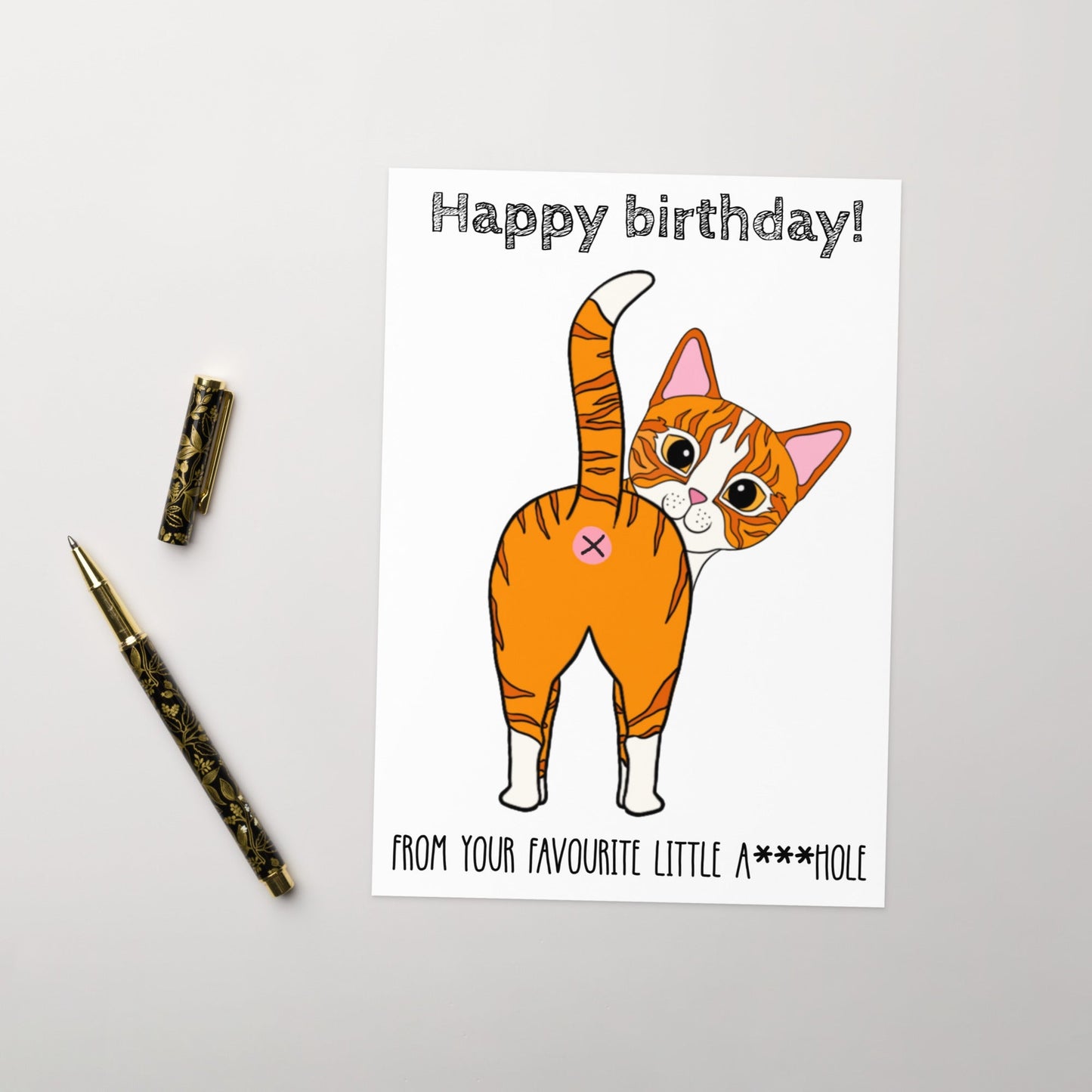 Customizable Cat Butt Birthday Card | Personalized Pet Humor | A5 Eco-Friendly - Jessie's Art Shop