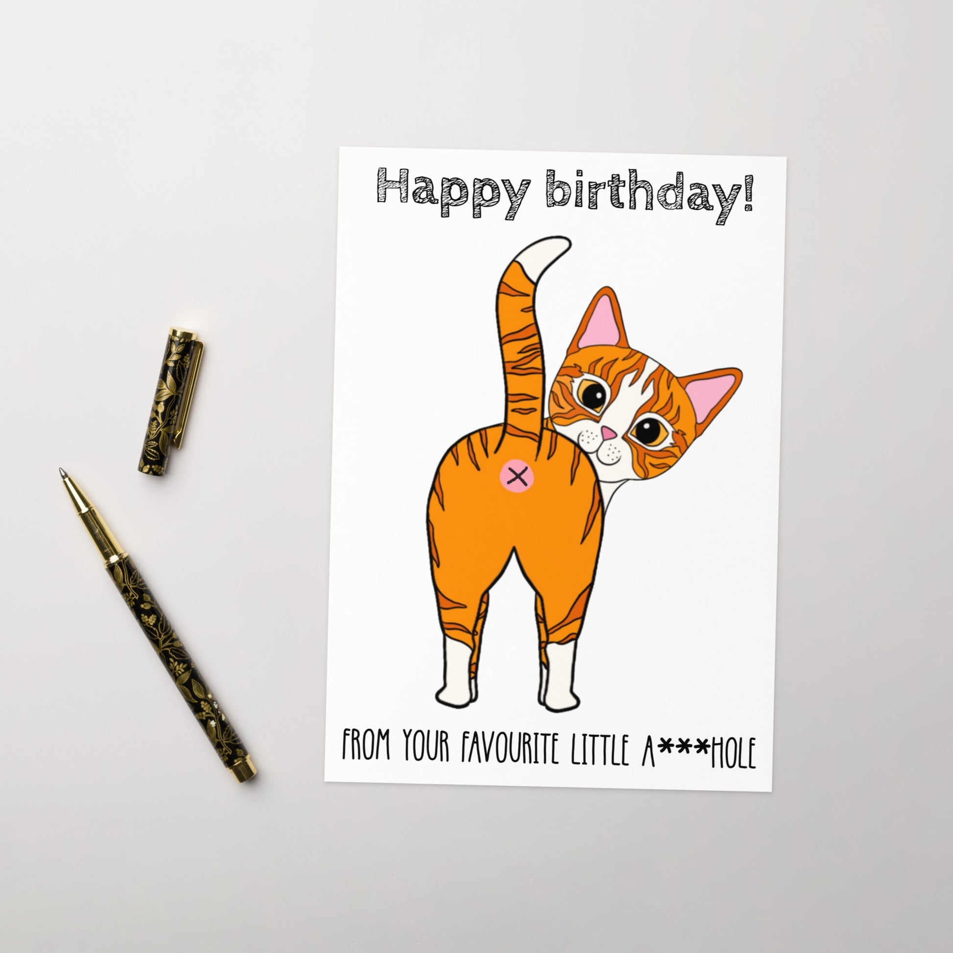 Customizable Cat Butt Birthday Card | Personalized Pet Humor | A5 Eco-Friendly - Jessie's Art Shop