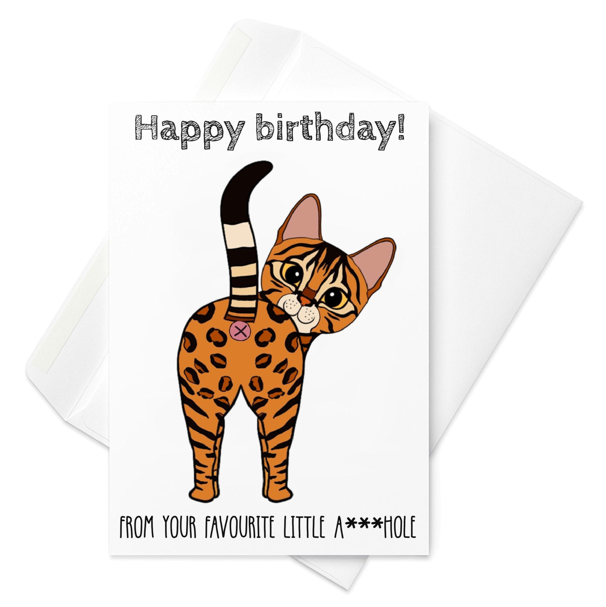 Customizable Cat Butt Birthday Card | Personalized Pet Humor | A5 Eco-Friendly - Jessie's Art Shop