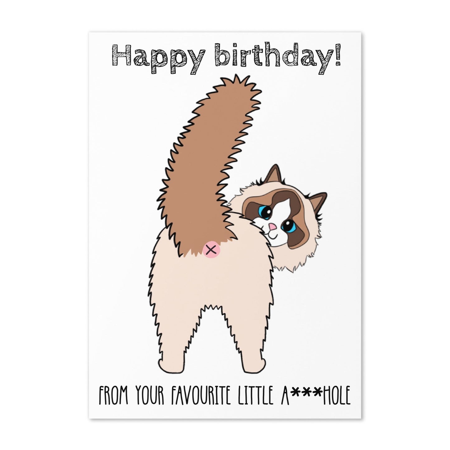 Customizable Cat Butt Birthday Card | Personalized Pet Humor | A5 Eco-Friendly - Jessie's Art Shop