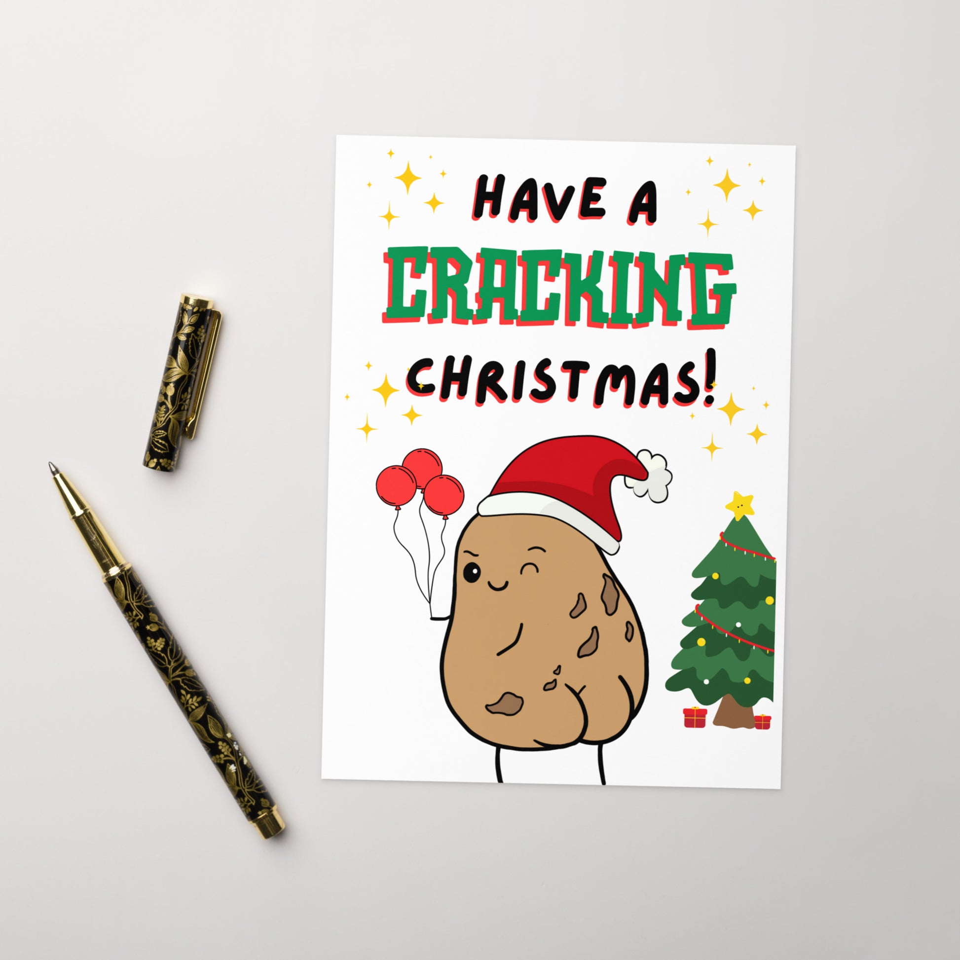 Have a cracking Christmas card | funny potato butt | A5 - Jessie's Art Shop