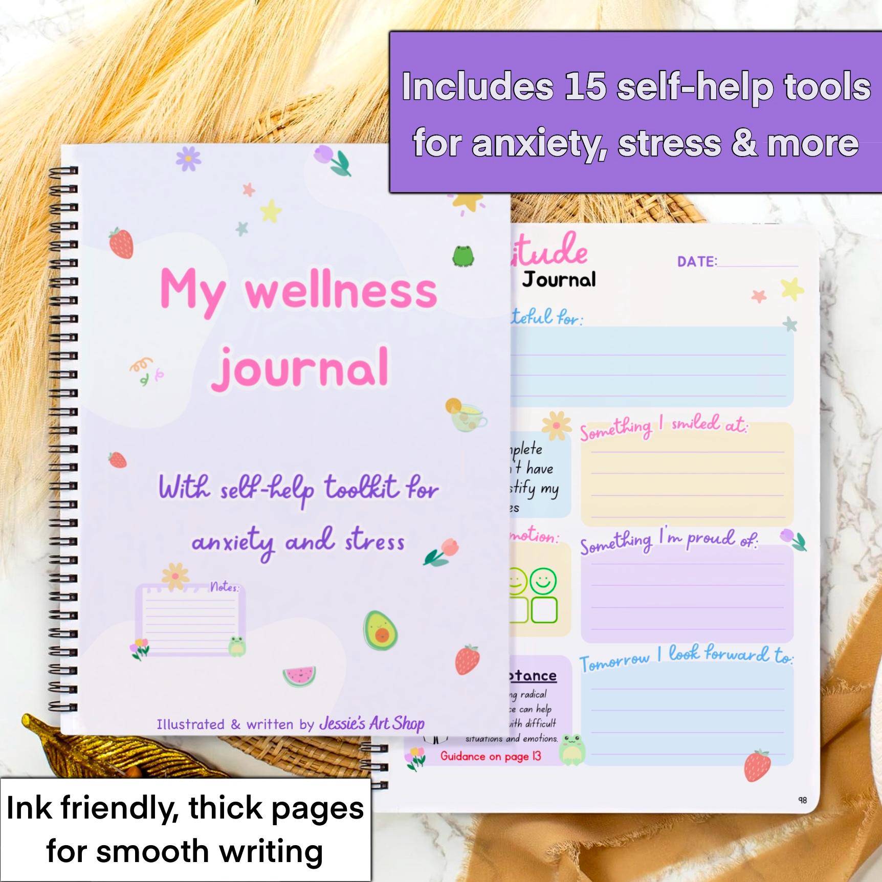 Illustrated Self-Help & Wellness Journal | Anxiety & Stress Management Tools - Jessie's Art Shop