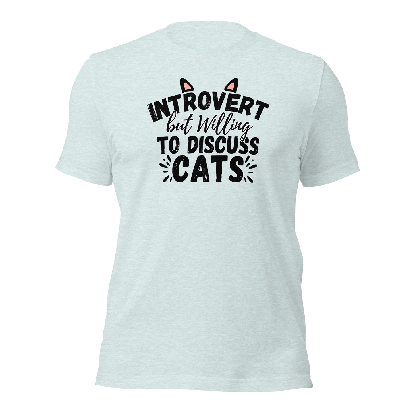 Funny cat T-shirt | introvert but willing to discuss cats | cat lady tee