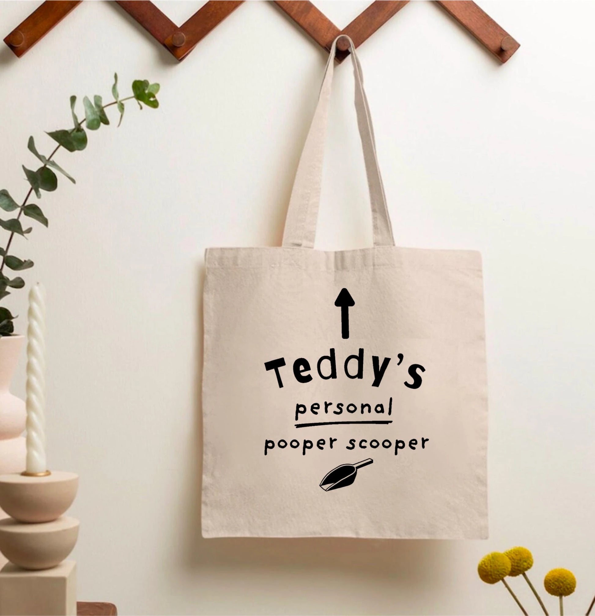 Funny personalised Pooper scooper tote bag | dog walking bag | cat owner bag | Eco friendly Canvas reusable shopping Bag