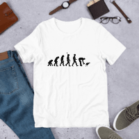 T-shirt drôle sur l'évolution des humains | ramasser les crottes de chien | T-shirt écologique de qualité supérieure