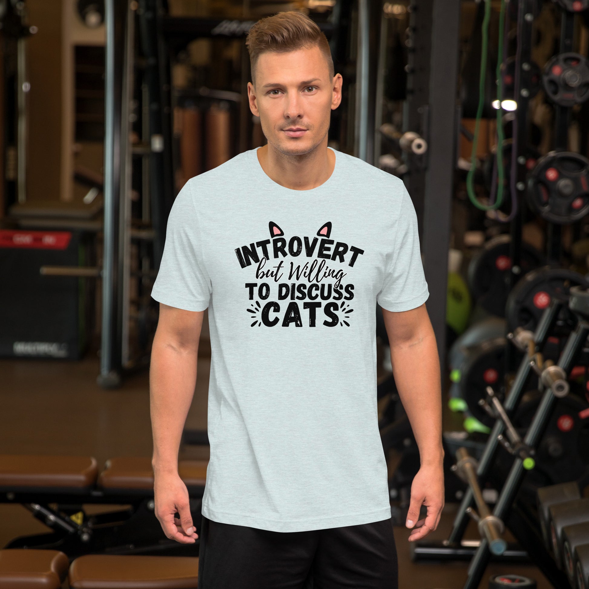 Funny cat T-shirt | introvert but willing to discuss cats | cat dad tee