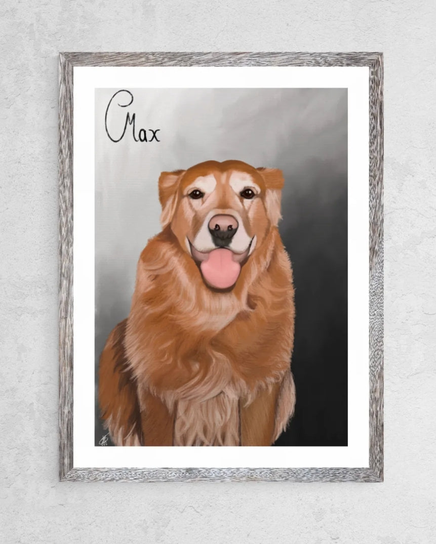 Personalized pet portrait | custom dog / cat painting | oil on canvas style print