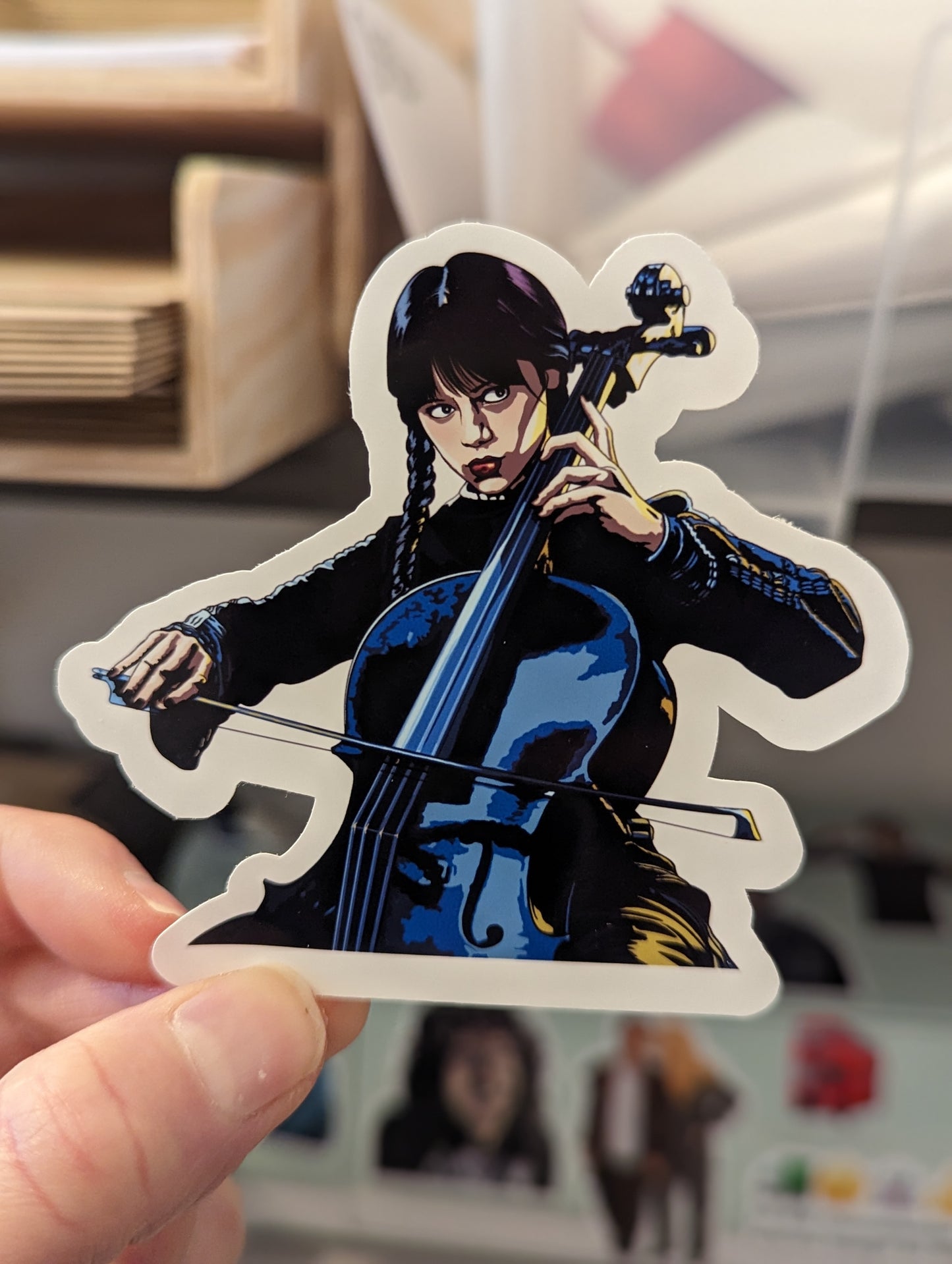 Wednesday Cello Scene Sticker | Paint it Black | JHollyArt Fan Art
