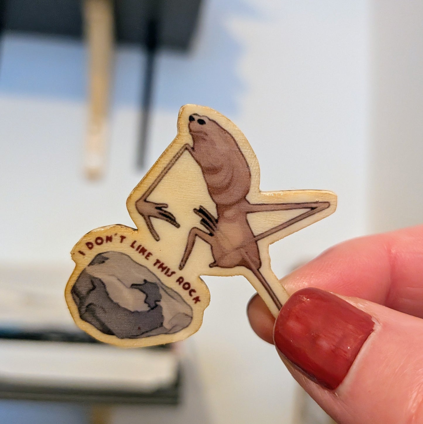 Marcus The Worm Enamel Wooden Pin Brooch Badge
