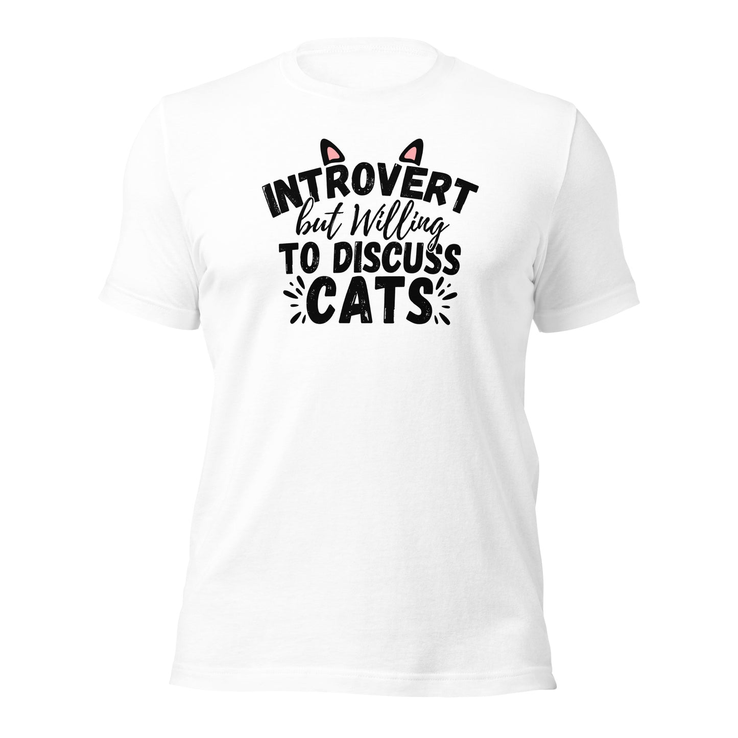 Funny cat T-shirt | introvert but willing to discuss cats | cat lady tee