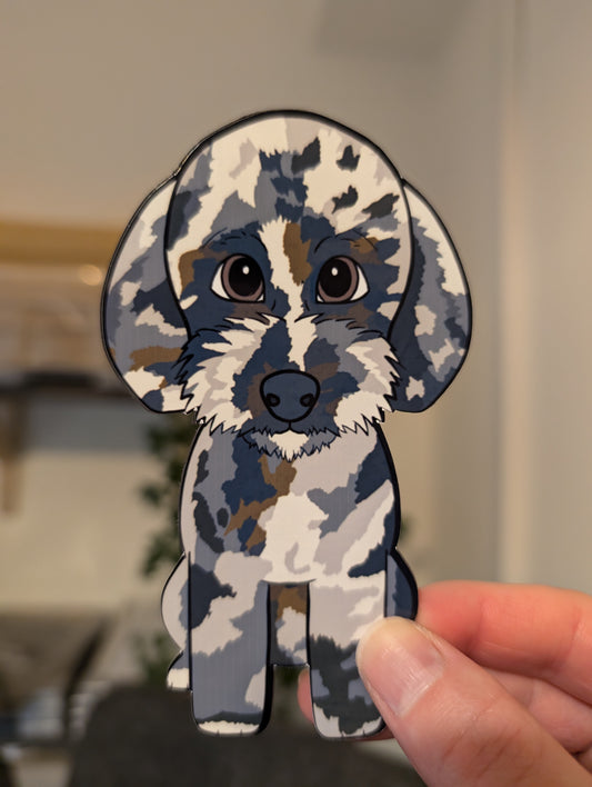 Personalised dog magnets | customisable dog fridge laptop metal surfaces magnets