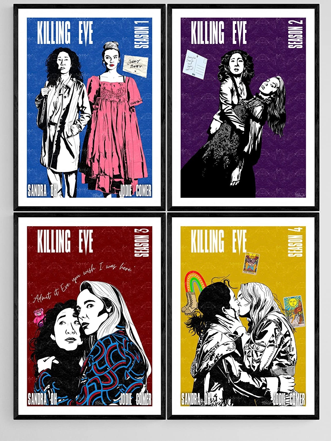 Killing Eve print collection | All four seasons tribute | Villanelle and Eve art posters