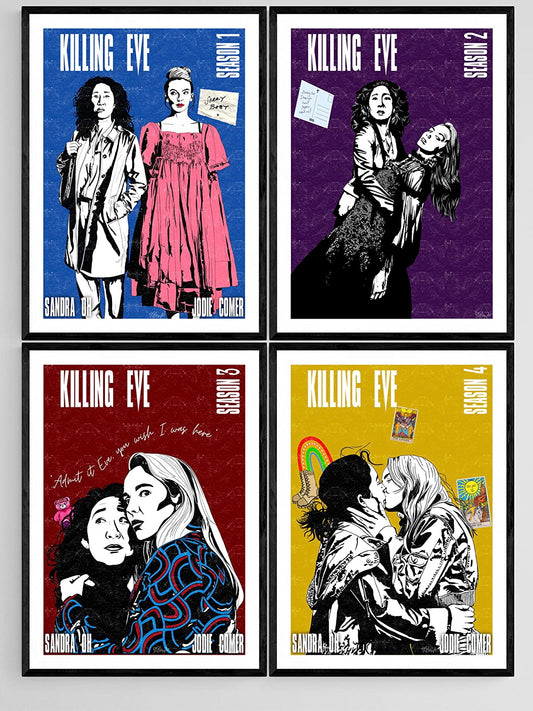 Colección de láminas de Killing Eve | Homenaje a las cuatro estaciones | Pósteres artísticos de Villanelle y Eve