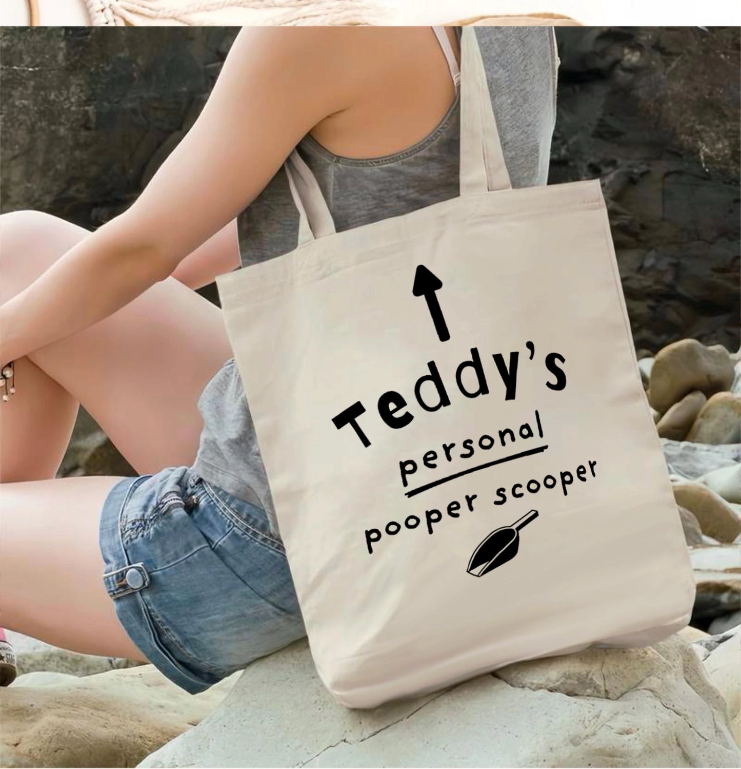 Funny personalised Pooper scooper tote bag | dog walking bag | cat owner bag | Eco friendly Canvas reusable shopping Bag