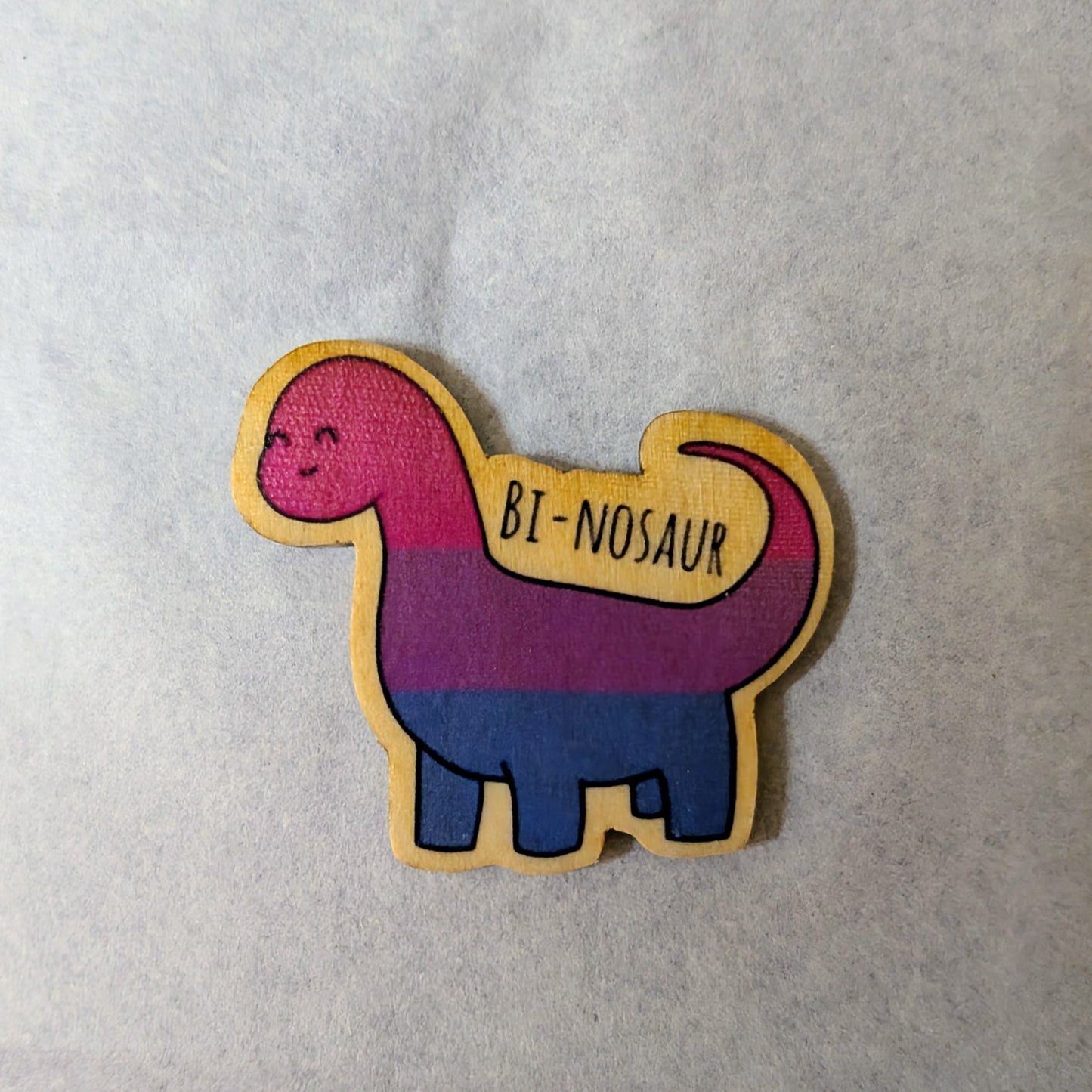 Binosaur Wooden Pin Brooch Badge