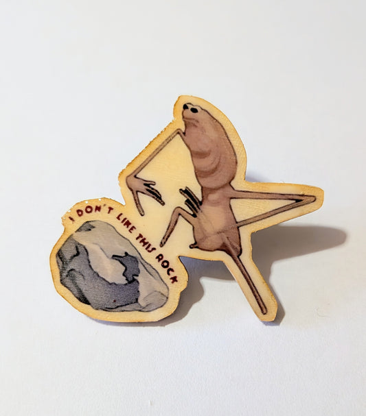 Marcus The Worm Enamel Wooden Pin Brooch Badge