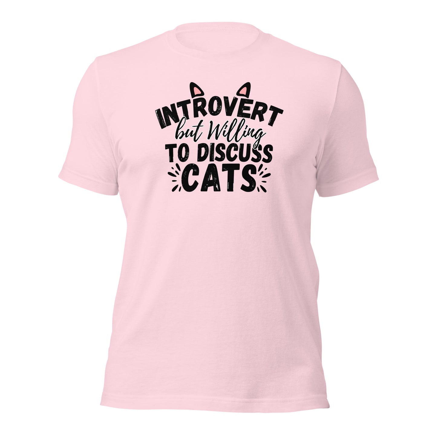 Funny cat T-shirt | introvert but willing to discuss cats | cat lady tee