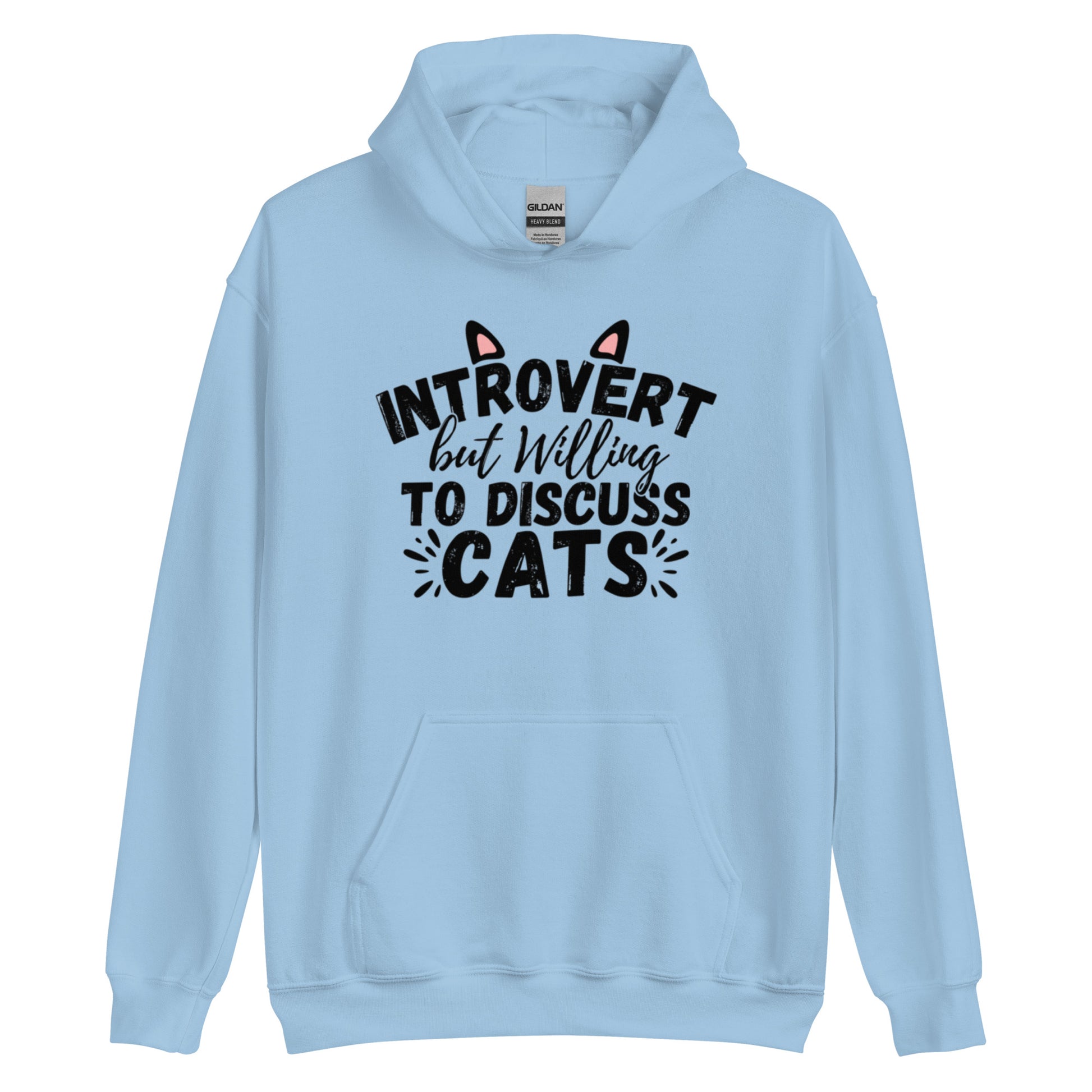 Introvert but willing to discuss cats Hoodie | Eco friendly sustainable clothing - Jessie's Art Shop