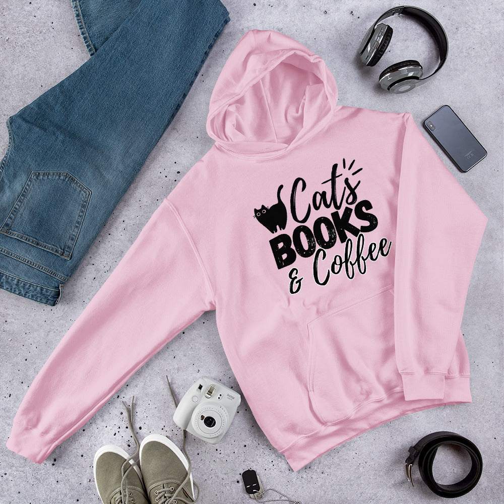 Cats books and coffee Hoodie | Eco friendly sustainable clothing